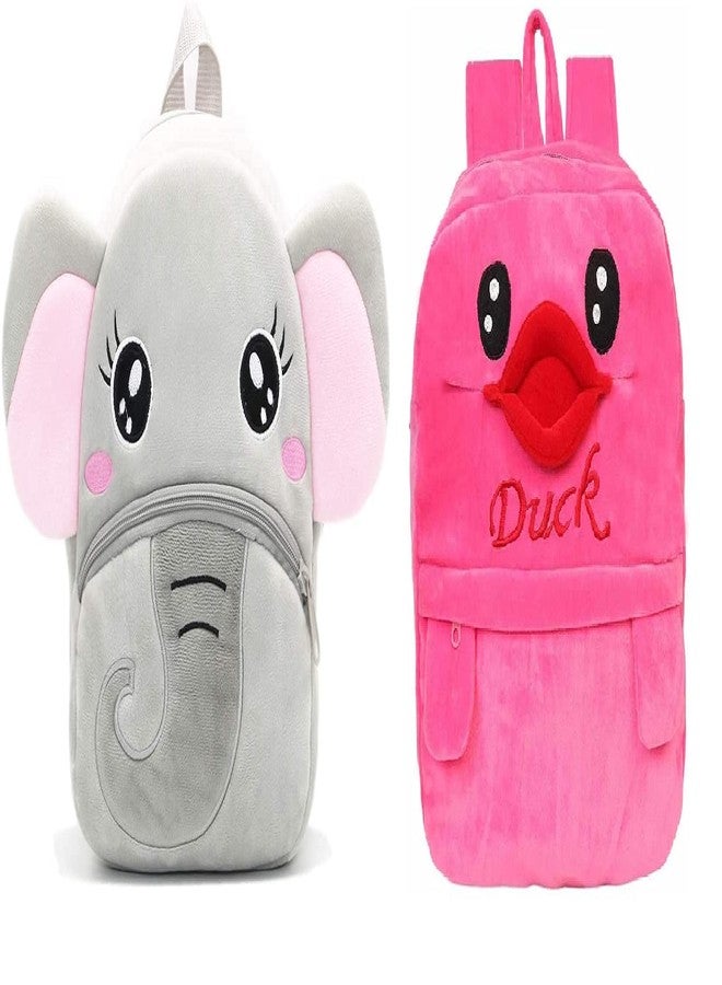 Black Hill Kids School Bag Soft Plush Backpack Cartoon Bags Mini Travel Bag for for Girls Boys Toddler Baby Elephant & Duck - Image 2